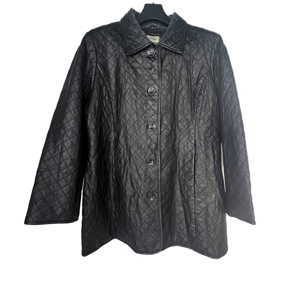 Neiman Marcus Exclusive Quilted Lamb Leather Jacket Women’s 2X Black Quiet Lux - Picture 2 of 14